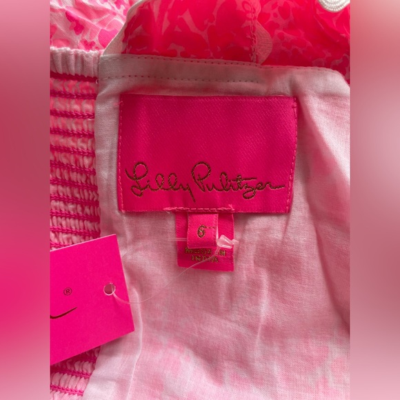 New Lilly Pulitzer Womens Pollie Cotton Dress Pink Shandy Invest A Gator Size 6 - Picture 12 of 16